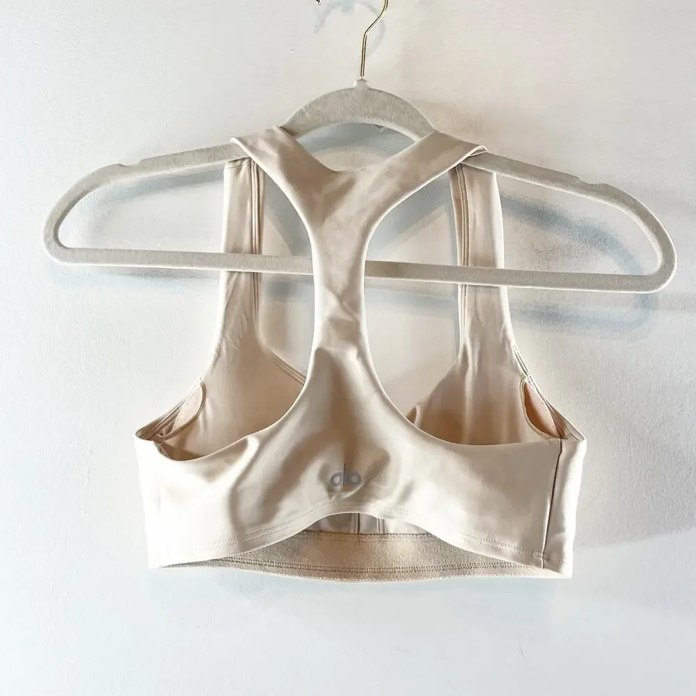 Alo Airlift Advantage Racerback Bra Macadamia Tan Beige Small